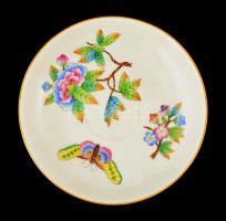 Herendi Viktória mintás teás csésze és alj, kézzel festett, jelzett, apró kopás nyomokkal