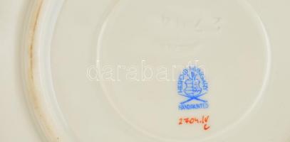 Herendi Viktória mintás teás csésze és alj, kézzel festett, jelzett, apró kopás nyomokkal