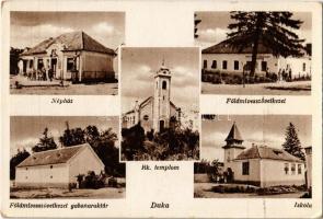 1952 Duka (Celldömölk), népház, Római katolikus templom, iskola, Földmívesszövetkezet és gabonaraktára