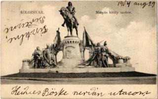 1904 Kolozsvár, Cluj; Mátyás király szobor / Mathias Rex statue