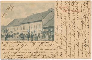 1900 Szinérváralja, Szinyér-Váralja, Seini; utcakép, üzletek / street view, shops (ázott / wet damage)