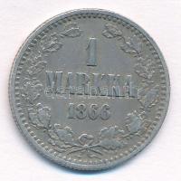 Finnország 1866. 1M Ag II. Sándor T:2-  Finland 1866. 1 Markka Ag Alexander II C:VF Krause KM#3.1