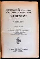 Az egészségügyre vonatkozó törvények és rendeletek gyűjteménye. V., VI. VII. kötet: 1913-1926, 1927-...