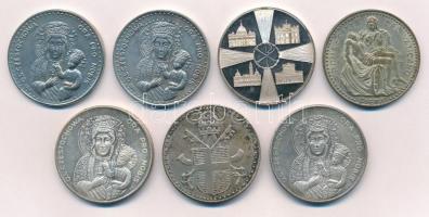 7db-os vegyes külföldi egyházi témájú emlékérem, közte Olaszország DN "II. János Pál pápa / Cze...