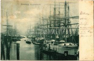 1899 Hamburg, Segelschiffhafen / harbor, sailing ships (fl)