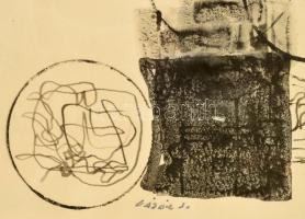 Lázár Sándor (?-?): Jelek.Tus, papír, jelzett, üvegezett keretben 29×25 cm