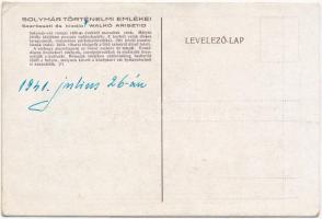 1941 Solymár, történelmi emlékei: Solymár vár romjai, ásatások, várhegy, bronzkori leletek. Ásatást ...