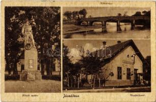 1950 Jászdózsa, Hősök szobra, emlékmű, Kőhíd, Vasútállomás. Kiadja a Hangya Szövetkezet (fa)
