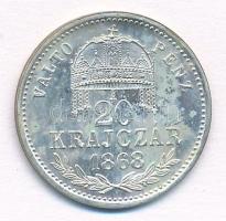 1868KB 20kr Ag Váltó Pénz rozettával, Artex-veret T:1- Adamo M11.1