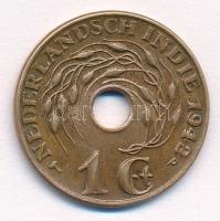 Holland Kelet-India 1942P 1c Br T:1- patina Netherlands East Indies 1942P 1 Cent Br C:patina