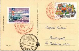 Szombathely, Vasútállomás,  Éhen Gyula polgármester szobra + 1971 100 éves a magyar bélyeg, helikopt...