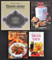 4 db szakácskönyv: ivólevek házilag, A 100 legjobb vegetáriánus étel, Eleink ételei - válogatás régi szakácskönyvekből, Magyaros ízek olajsütőben