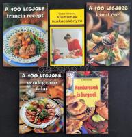 5 db szakácskönyv: A 100 legjobb francia recept, A 100 legjobb kínai étel, A 100 legjobb vendégváró falat, Hamburgerek és burgerek, Kismamák szakácskönyve