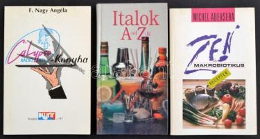 3 db szakácskönyv: Italok A-Z-ig, Zen, makrobiotikus receptek, Calypso rádió konyha