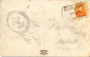 1937 Szarvaskő, vasútállomás, vagonok + 852. sz. II. Rákóczi Ferenc Cserkészcsapat Parancsnokság Szo...