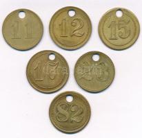 6db számozott zseton (11-82) tétel T:1- lyukasztottak