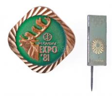 1972. München olimpiai zománcozott kitűző + 1981. Plovdiv Expo 81 zománcozott jelvény (33,5x9mm, 25,5x25mm) T:1-