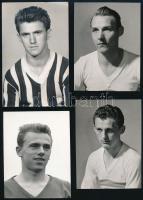 8 db magyar futballista fényképe: Albert, Nyilasi, Kökény, Kékesi, Hacher. Egy pár aláírt.