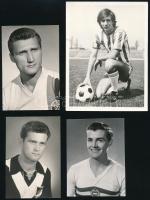 8 db magyar futballista fényképe: Albert, Nyilasi, Kökény, Kékesi, Hacher. Egy pár aláírt