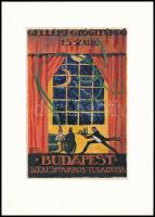 Gebhardt Béla (1901-1990): A Gellért Szálló megnyitására hirdetett plakátpályázatra készült plakátterv. 1918. Akvarell, papír, Jelzett 14,5x10 cm