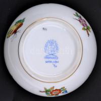 Herendi Viktória mintás bonbonier, kézzel festett, jelzett, apró kopásokkal, d:9 cm, m:7 cm