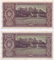 1945. 100P (2x) közeli sorszámok T:I-,II
