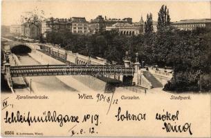 1904 Vienna, Wien, Bécs I. Karolinenbrücke, Cursalon, Stadtpark / bridge, concert hall, park