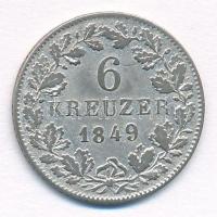 Német Államok / Württemberg 1849. 6kr Ag "I. Vilmos" (2,45g) T:2-
German States / Wurttem...