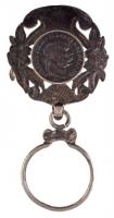 1907KB 5K Ag Ferenc József az érme jelzett Ag övre akasztható régi kulcstartóban (Br:69,36g) T:2- patina