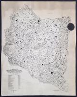 1926 Bátky-Kogutowitz: A Dunántúl települési térképe. 1:600 000. 44x55 cm