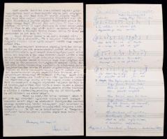 1930-1954 Ádám Jenő (1896-1982) hagyatéka: egy aláírt fotója (12x8 cm.), egy általa lejegyzett népda...