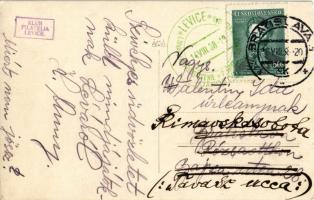 1938 Léva, Levice; városház este, Vámos, Singer és Ignác Trebitsch üzlete / town hall, shops, night....