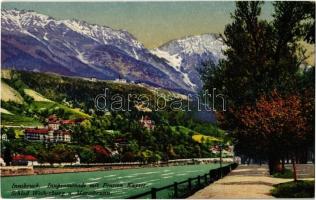 Innsbruck, Innpromanade mit Pension Kayser, Schloss Weiherburg und Mariabrunn / promenade, guesthouse, castles