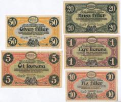 Zalaegerszeg / hadifogolytábor 1916. augusztus 15. 10f + 20f + 50f + 1K + 5K mindegyik arab sorozat-...