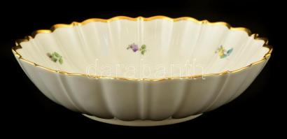 Augarten Wien virág mintás tál, kézzel festett, jelzett, apró kopásnyomokkal, d:29 cm