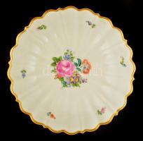 Augarten Wien virág mintás tál, kézzel festett, jelzett, apró kopásnyomokkal, d:29 cm