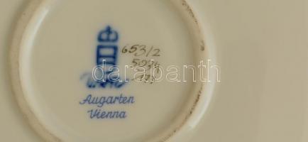 Augarten Wien virág mintás tál, kézzel festett, jelzett, apró kopásnyomokkal, d:29 cm