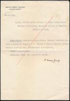 1938 Láng József halála alkalmából írt kondoleáló levél Herczeg József a Magyar Nemzeti Múzeum alelnökének aláírásával