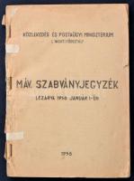 1958 MÁV szabványjegyzék 196p.