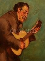 Karlovszky jelzéssel: Gitározó koldus. Olaj, vászon-karton, sarkán kis hiba, 41×30 cm