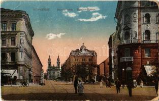 1915 Budapest VIII. Baross utca, Budapesti Bazár, vaskereskedés, templom (kopott sarkak / worn corners)