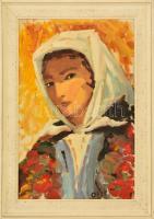 Olvashatatlan jelzéssel: Női portré. Olaj, vászon, keretben, 41×26 cm