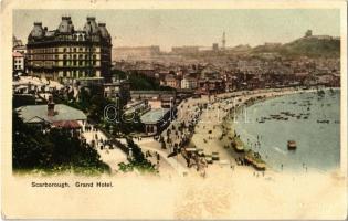 1903 Scarborough, Grand Hotel, general view, beach (fl)