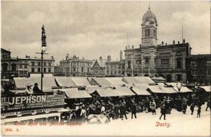 Derby, town hall and market square; Garden Seeds store, Edgar Horne Piano, Organ and Harmonium Manufacturer