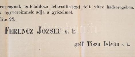 1914 Népeimhez! Ferenc József 1914. július 28. kiáltványa, amelyben hadat üzen Szerbiának, plakát. B...