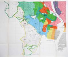 cca 1910 Budapest Székesfőváros övezeti térképe. Építésügyi Szabályzathoz. 1:125.000, színes, négy t...