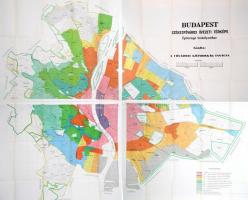 cca 1910 Budapest Székesfőváros övezeti térképe. Építésügyi Szabályzathoz. 1:125.000, színes, négy t...
