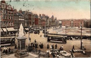 1907 Nottingham, Market Place, trams (EK)