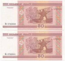 Fehéroroszország 2000. 50R (2x) sorszámkövető T:I-
Belarus 2000. 50 Rublei (2x) sequential serials ...