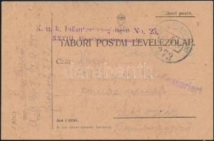 1917 Tábori posta levelezőlap "K.u.K. Infanterieregiment No.25." + "EP 273", Field postcard "K.u.K. Infanterieregiment No.25." + "EP 273"